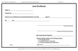 Jurat Notarial Certificate Pad, Wyoming